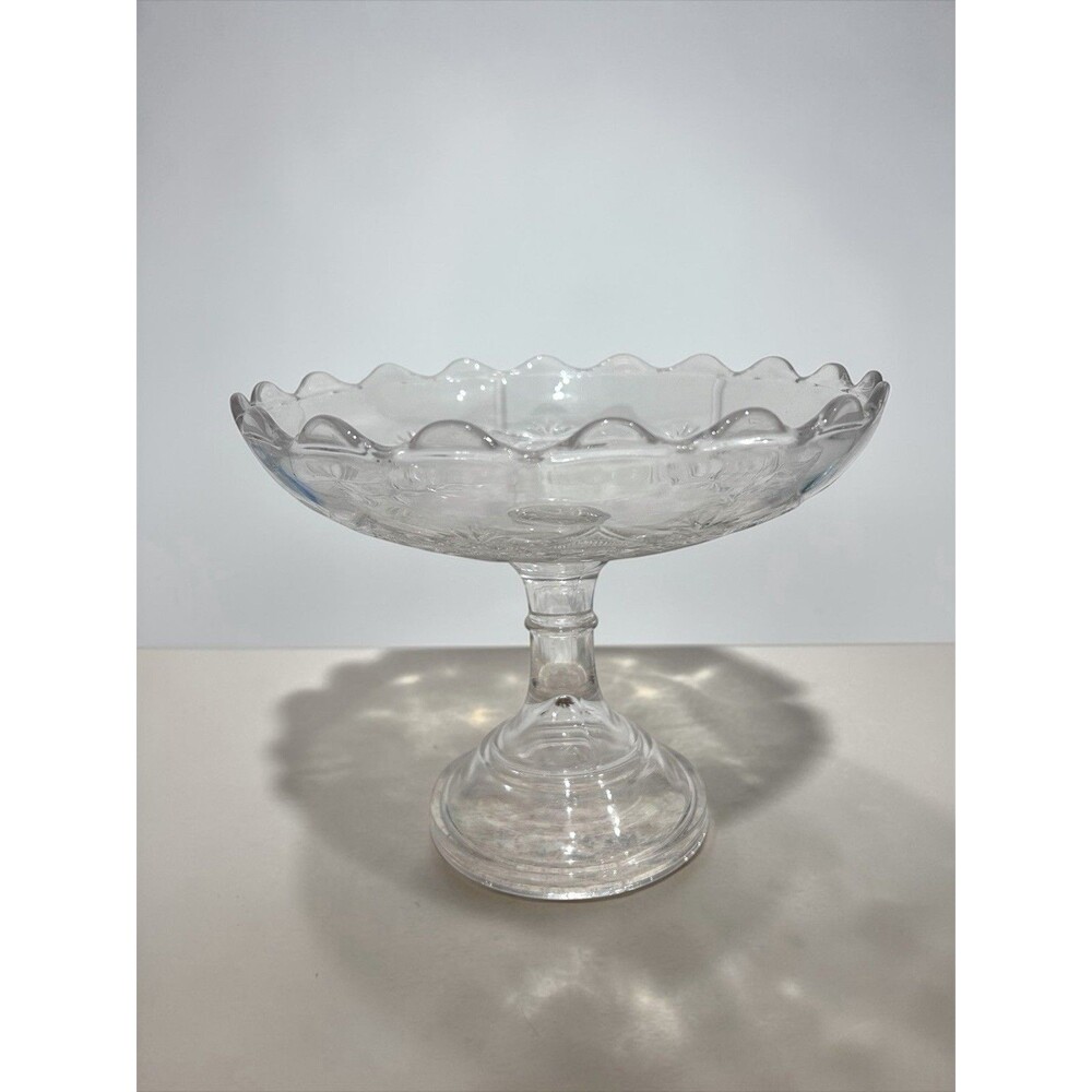 Antique EAPG 1870s Bryce Walker Open Pedestal Compote Chain With Star Pattern